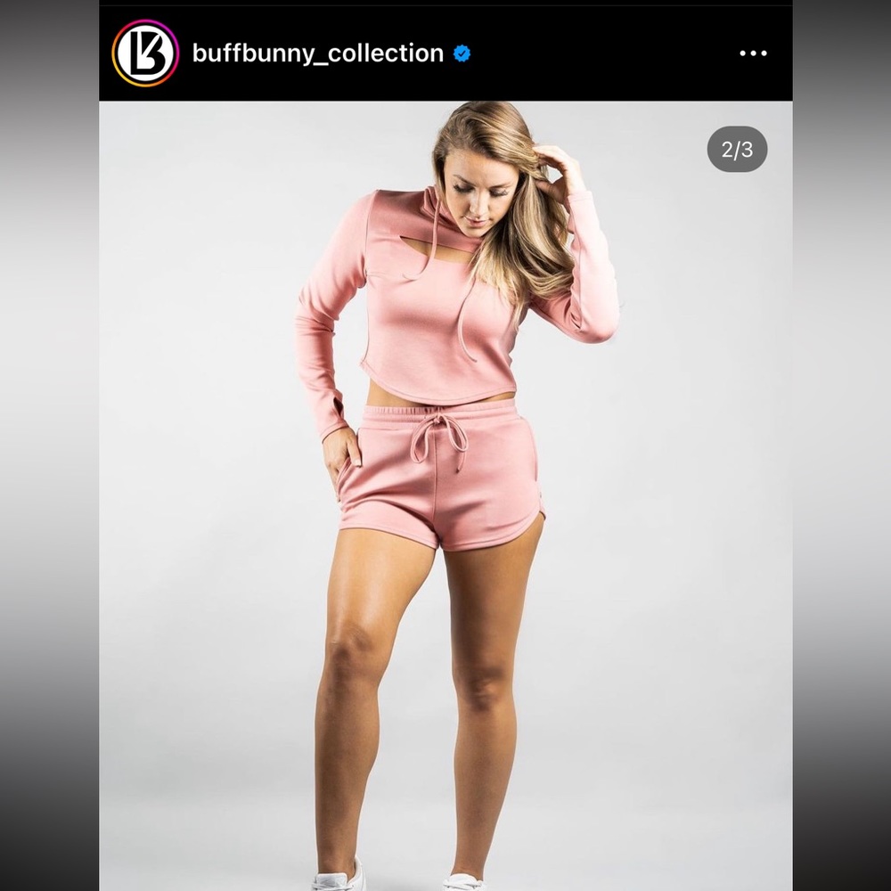 Buffbunny GRAY balance crop hoodie M - Picture 6 of 7